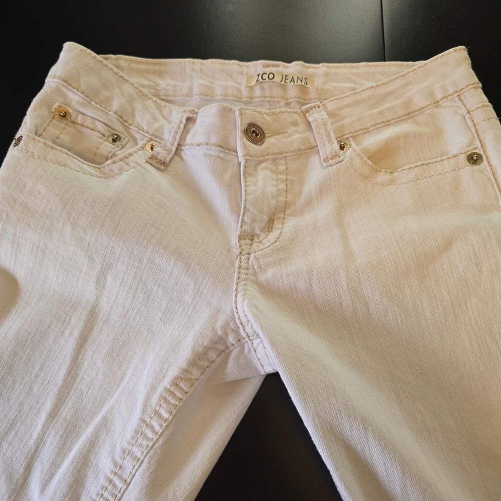 ZCO Jeans White Stretch Denim Jeans 98% Cotton 2% Spandex Button‎ Zip Pockets